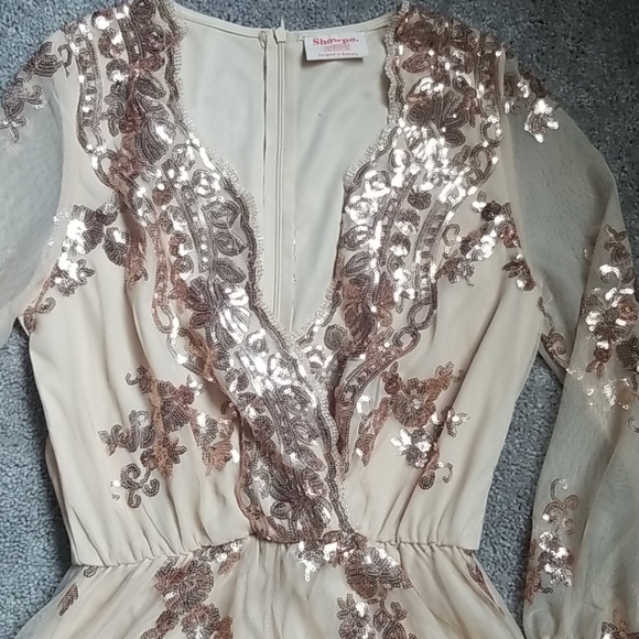 SHOWPO BIG BALLER Romper Rosegold Sequin Party Size 4 - Picture 2 of 6